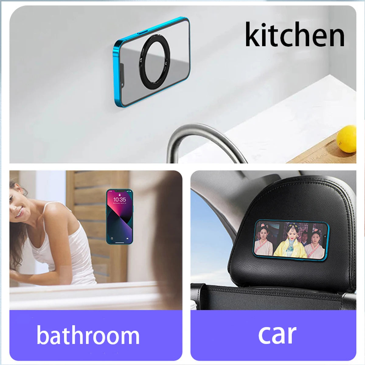 Magnetic Ring Wall Holder for Iphone 15 14 13 Magnet Wall Mobile Phone Holder Magnetic Car Phone Stand Powerful Magnet Car Mount